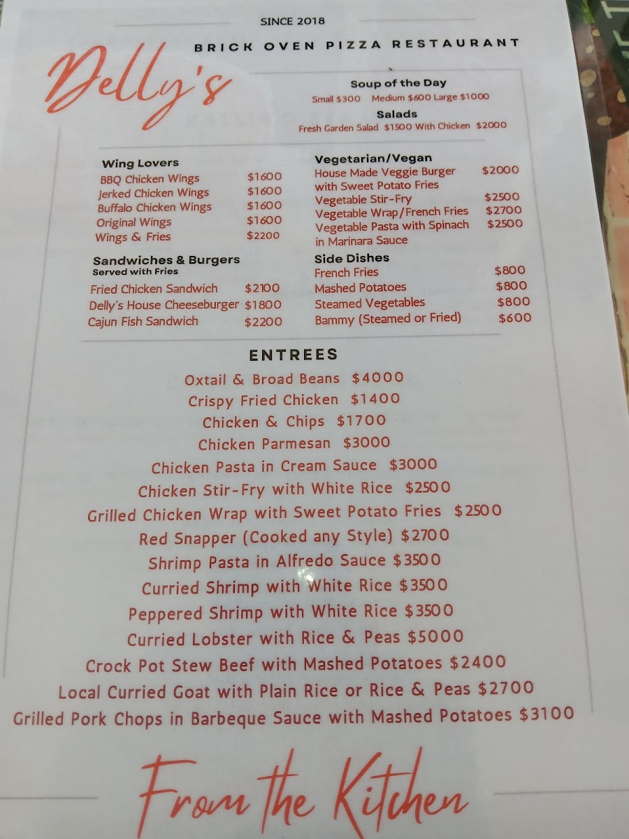 Menu Delly's Brick Oven Pizza Restaurant-1